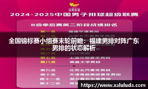全国锦标赛小组赛末轮前瞻：福建男排对阵广东男排的状态解析